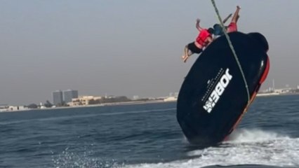 'Dumb ways to FLY!' - Tubers thrown up in the air following collision with wave