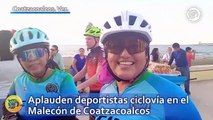 Aplauden deportistas ciclovía en el Malecón de Coatzacoalcos; exigen respeto de automovilistas