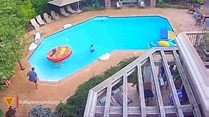 Guy Falls into The Pool But Saves Beer From Spilling | Doorbell Camera Video