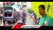 Public Problems With Rain Water And Massive Traffic Jam Due To Rains In Hyderabad _ V6 Teenmaar