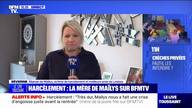 Harcèlement scolaire: la rentrée scolaire de Maïlys a été très dure , affirme Séverine, sa maman, après le suicide de sa meilleure amie Lindsay en mai dernier