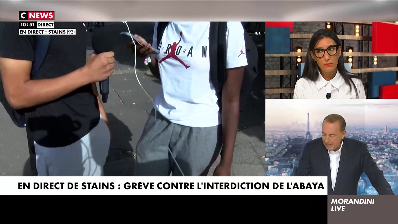 Grève à Stains - Deux lycéens expliquent en direct dans "Morandini Live" pourquoi ils sont contre l'interdiction de l’abaya: "C’est injuste ! L’abaya c’est une tenue normale. Ils doivent l’accepter" - Regardez