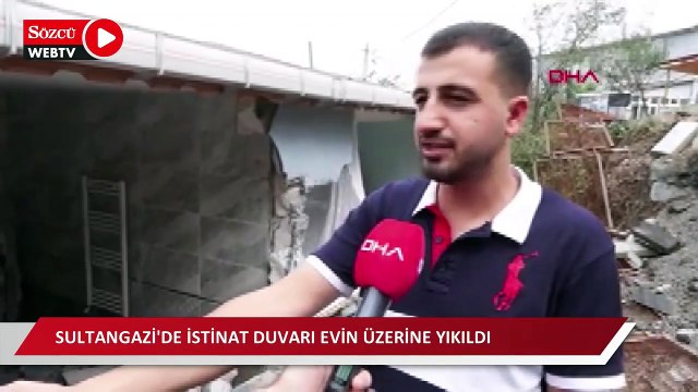 Sultangazi'de istinat duvarı evin üzerine yıkıldı