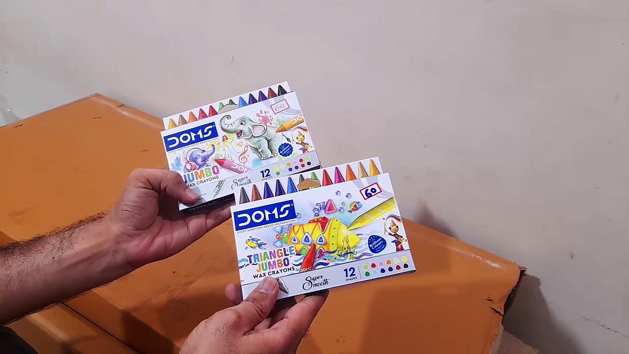 Unboxing and Review of doms jumbo wax crayons 12 shades