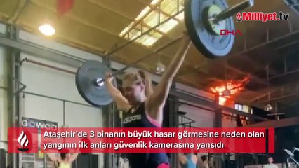 Ataşehir'de spor salonundaki yangının çıkış anı kamerada