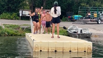 Man's dock-dash fun ends on an embarrassing note following HILARIOUS slip