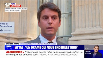 Suicide d'un adolescent à Poissy: "Chaque drame est un drame de trop qui nous rappelle que nous ne sommes toujours pas à la hauteur", affirme le ministre de l'Éducation, Gabriel Attal