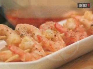 Recette brochettes crevettes citron sur barbecue Weber