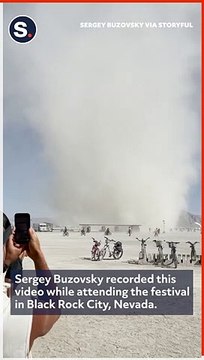Dust Devil Swirls at Burning Man Before Storms Leaves Attendees Stranded
