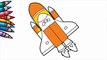 Space Rocket Coloring Pages Mermaid | How to Draw and Color Space Rocket | Digital Color