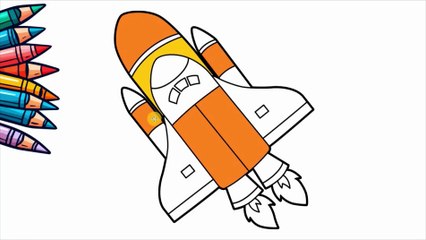 Space Rocket Coloring Pages Mermaid | How to Draw and Color Space Rocket | Digital Color