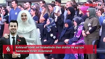 Kırklareli'ndeki sel felaketinde ölen doktor ile eşi için hastanede tören düzenlendi