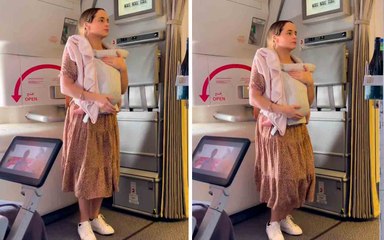 Äiti julkaisee videon keinuttaessaan vauvaansa lentokoneen matkalla ja aiheuttaa kohun