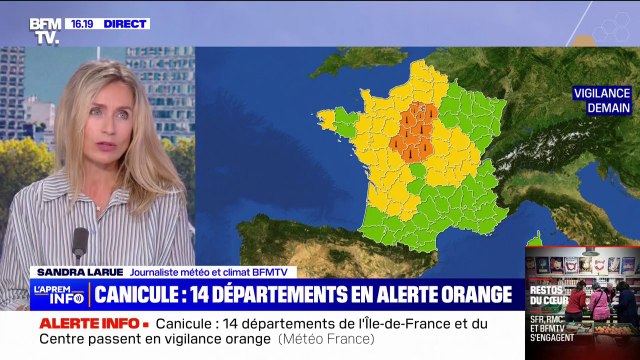 Canicule: 14 départements d'Île-de-France et du Centre-Val de Loire placés en vigilance orange pour la journée de vendredi par Météo France