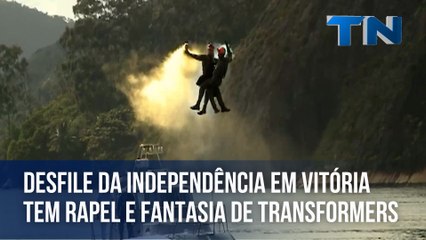 Desfile da Independência em Vitória tem rapel e fantasia de Transformers