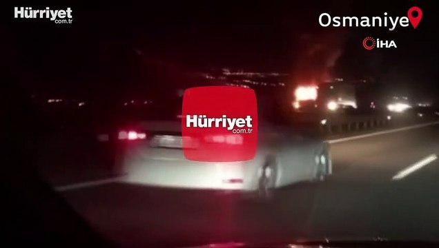 Osmaniye'de seyir halindeki otobüs alev alev yandı! Yolcular son anda kurtuldu...