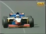 1997 F1 Australian GP-FP1 - Vincenzo Sospiri (MasterCard Lola) in lap after checkered flag