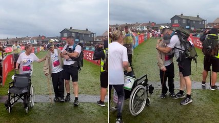 Moment 102-year-old war veteran crosses Great North Run finish line