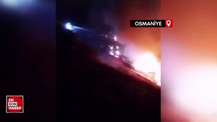 Osmaniye’de seyir halindeki yolcu otobüsü alev alev yandı