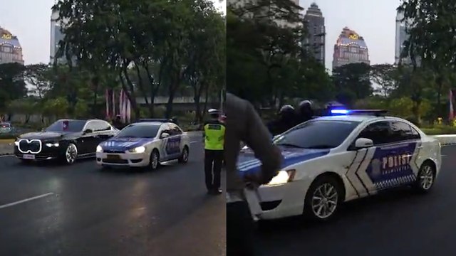 Mobil Patroli Polisi Terobos Rombongan KTT ASEAN:'Polisi Goblok' #Shorts