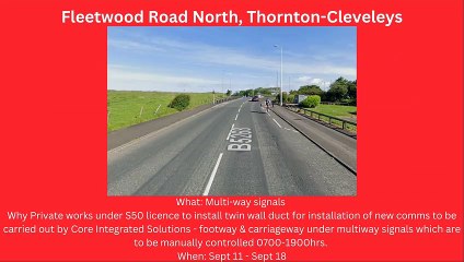 Fylde and Wyre roadworks starting Sept 11 - Sept 17