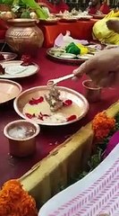 Abhishek being performed on Ganpati Moorti