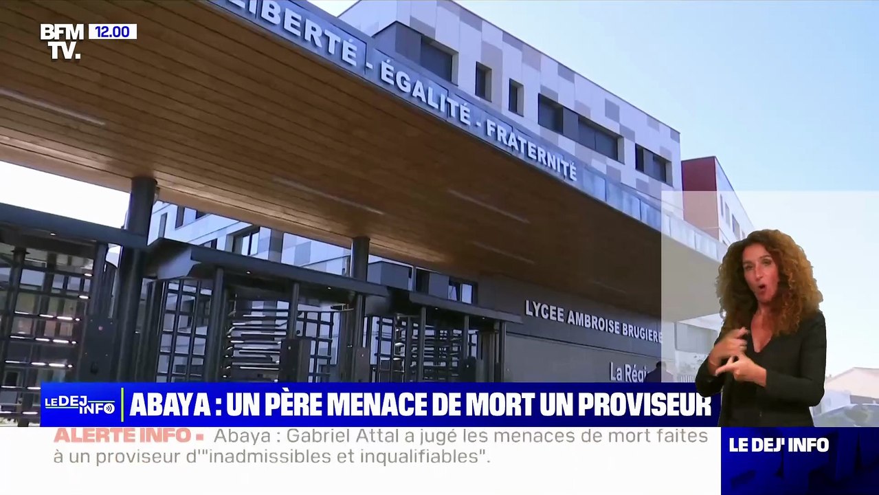 Un père de famille a menacé de mort le proviseur du lycée Ambroise Brugière à Clermont Ferrand. Sa fille, qui refusait d'ôter son abaya, n'avait pas pu entrer dans l'établissement hier. Lundi, cette élève n'a pas pu faire sa rentrée une pre