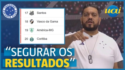 Hugão projeta confrontos diretos do Cruzeiro contra o rebaixamento