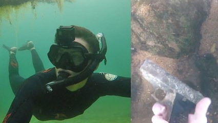 YouTuber Finds Knives And Gun In River