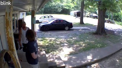 Dog Chases Neighbor Around Front Porch