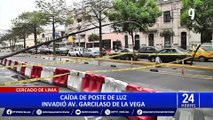 Cercado de Lima: postes y señaléticas a punto de colapsar en av. Garcilaso de la Vega