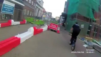 Gosport police officer borrows child's bike in chase