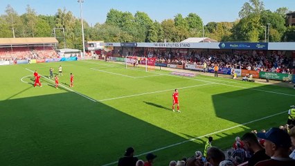Crawley Town boss celebrates with fans after the 4-1 win over Newport County