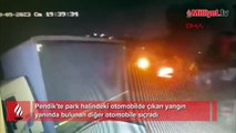 Pendik'te iki otomobil alev alev yandı