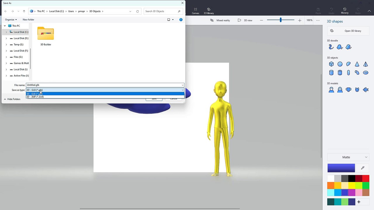 Paint 3D Course Section 30 Exporting Project as 3D Model