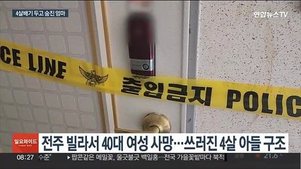 4살배기 아들 두고 숨진 채 발견된 엄마…생활고 추정