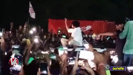 Pawan Kalyan Protest At Mangalagiri  Party Office By Sitting On Car _ V6 News