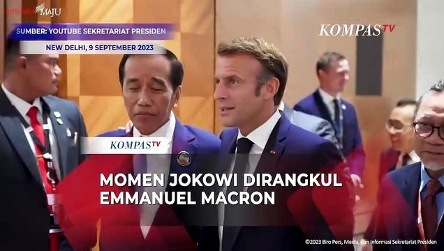 Momen Jokowi Dirangkul Presiden Prancis Emmanuel Macron Usai Pertemuan Bilateral di India