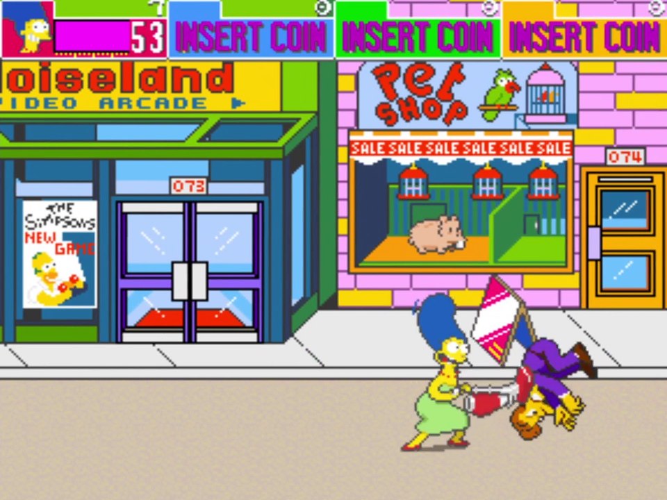 The Simpsons, a good cartoon-based arcade game, interesting to play ...