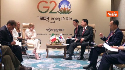 Download Video: G20 in India, Meloni incontra il Presidente della Repubblica di Corea