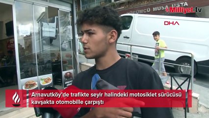 Download Video: Arnavutköy'de motosiklet sürücüsü otomobille çarpıştı