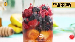 Banana Berry Green Tea Smoothie Recipe by Food Fusion