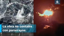 Se incendia escultura del Cristo pescador tras caerle un rayo