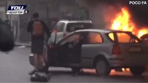 Milano, corteo no Expo: si lancia tra le fiamme per salvare la propria auto