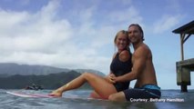 Surf, sulle onde senza un braccio  e al nono mese  di gravidanza