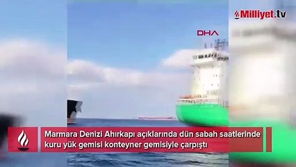 Ahırkapı açıklarında iki gemi çarpıştı! Kaza anının görüntüleri ortaya çıktı