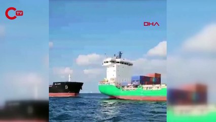 Ahırkapı açıklarında iki geminin çarpışması kamerada