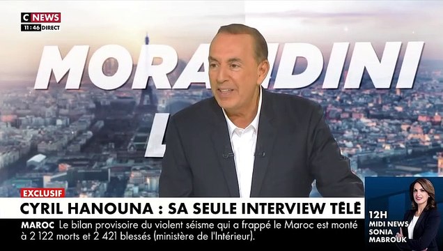 Cyril Hanouna dans Morandini ! ce lundi 11 septembre 2023 sur CNews.