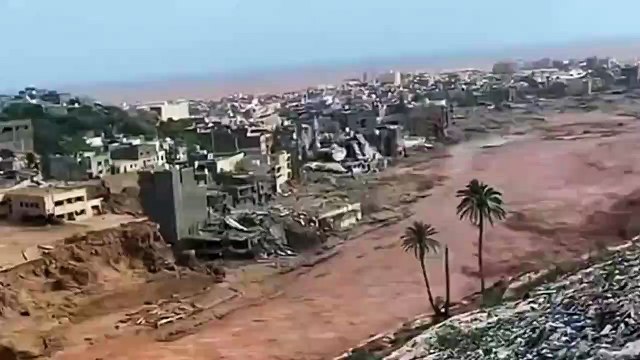 Türkiye'yi es geçip Libya'yı vurdu! Daniel Kasırgası'nın yarattığı yıkım böyle görüntülendi