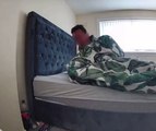 Intruder caught on camera sleeping in mum's bed